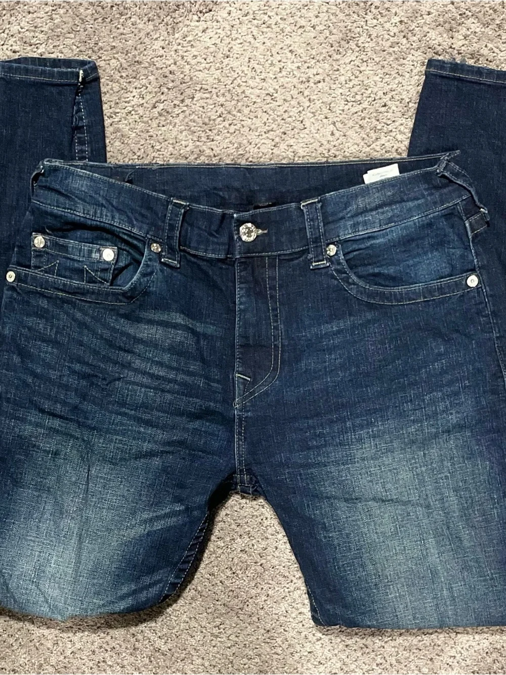 True Religion Section Straight Jeans Size 36 Dark Wash Y2K Denim - Picture 5 of 8